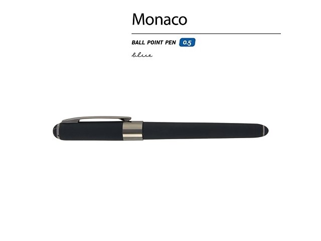 Ручка пластиковая шариковая «Monaco», 0,5мм, синие чернила, черный/вороненая сталь