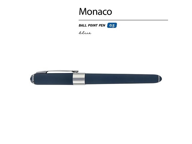Ручка пластиковая шариковая «Monaco», 0,5мм, синие чернила, темно-синий navy/серебристый