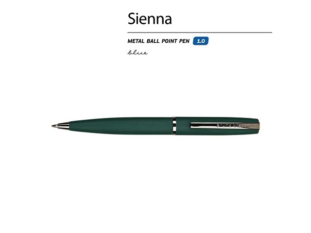 Ручка "Sienna" шариковая  автоматическая, зеленый металлический корпус soft-touch, 1.0 мм, синяя