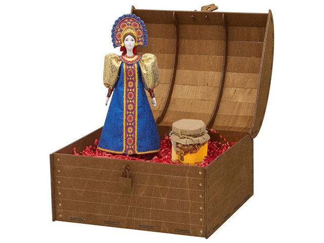 Подарочный набор: кукла фарфоровая, мед, синий