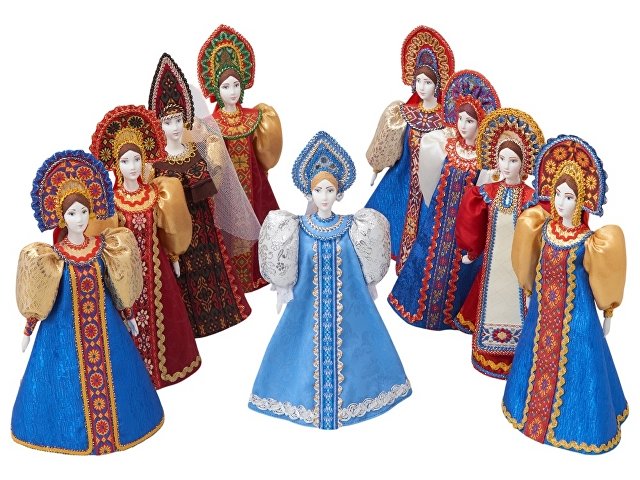 Подарочный набор: кукла фарфоровая, крем-мед, голубой