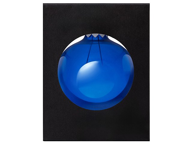Стеклянный елочный шар "Christmas bauble", синий прозрачный, с серебристым колпачком в черной коробке