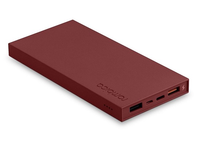 Внешний аккумулятор Rombica NEO ARIA Claret, 10000 мАч, Soft-touch, PD, QCharge, Type-C, бордовый (Р)