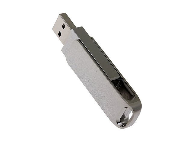 USB 3.0- флешка на 64 Гб поворотный механизм 2 в 1, c дополнительным разъемом Type-C с одноцветным металлическим клипом, серебристый