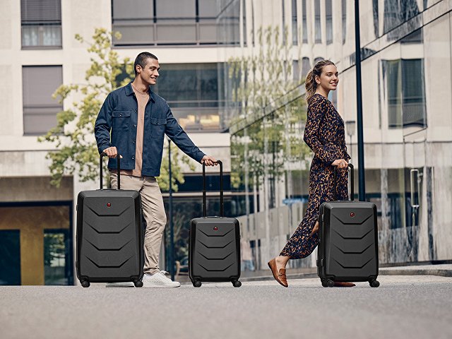 Чемодан WENGER Prymo, чёрный, большой, 52х76х30 см, 93 л, ABS+PC