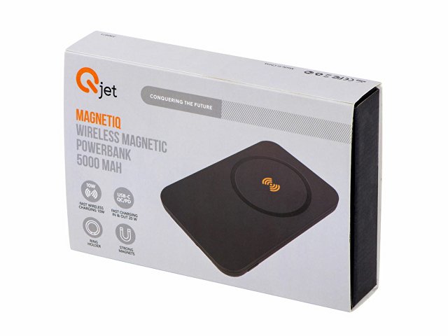Магнитный беспроводной внешний аккумулятор "MagnetIQ", 5000 mah, 10 W, черный (Р)