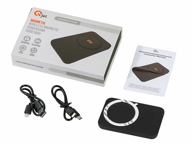 Магнитный беспроводной внешний аккумулятор "MagnetIQ", 5000 mah, 10 W, черный (Р)