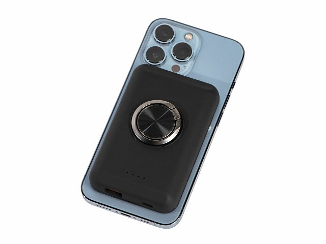 Магнитный беспроводной внешний аккумулятор "MagnetIQ", 5000 mah, 10 W, черный (Р)
