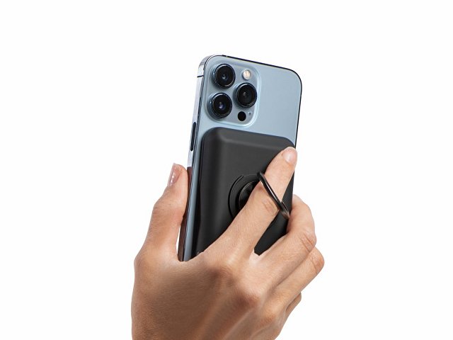 Магнитный беспроводной внешний аккумулятор "MagnetIQ", 5000 mah, 10 W, черный (Р)