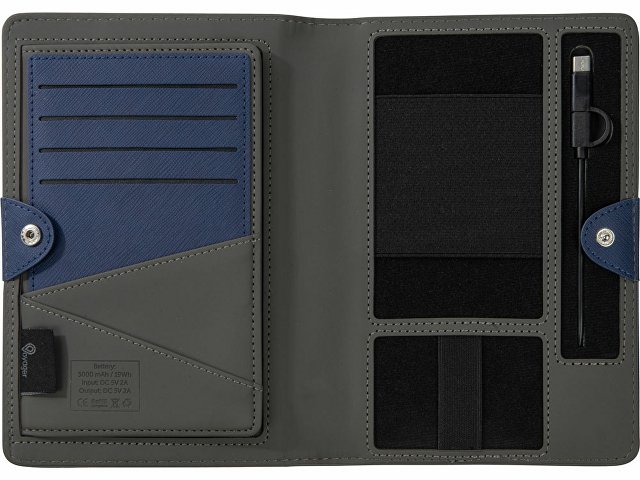 Органайзер с функцией беспроводной зарядки "Manner", 5000 mah, темно-синий (Р)