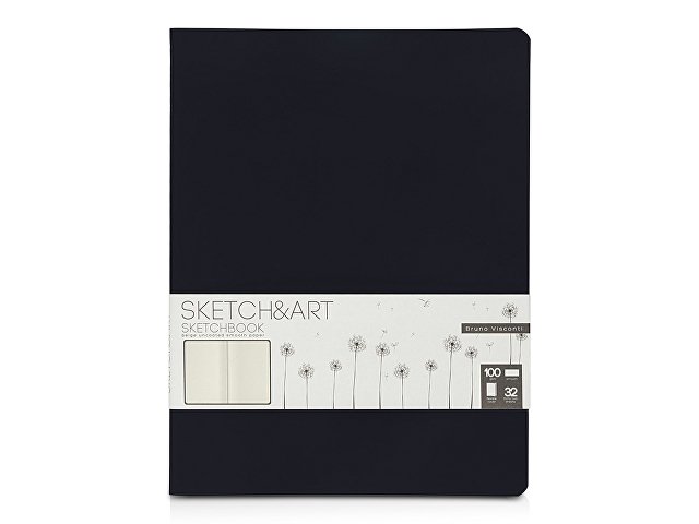 Скетчбук "Sketch & Art" в мягком переплете 178х230 мм, 32 л. бежевой бумаги 100 г/м2, черный