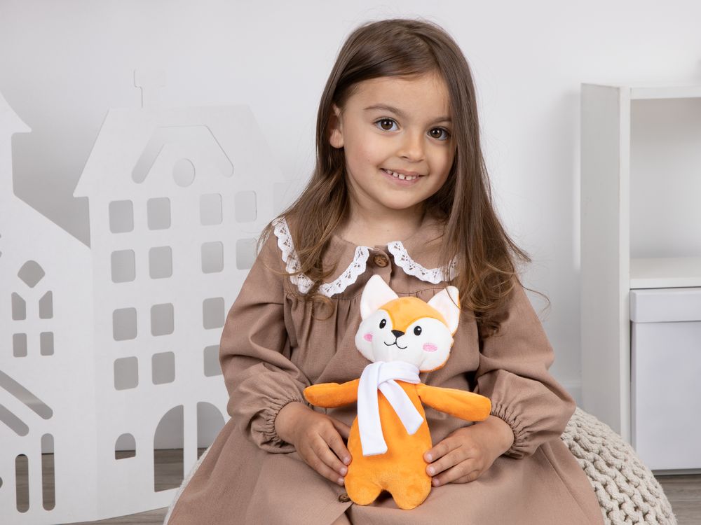 Мягкая игрушка Beastie Toys, лисенок с белым шарфом