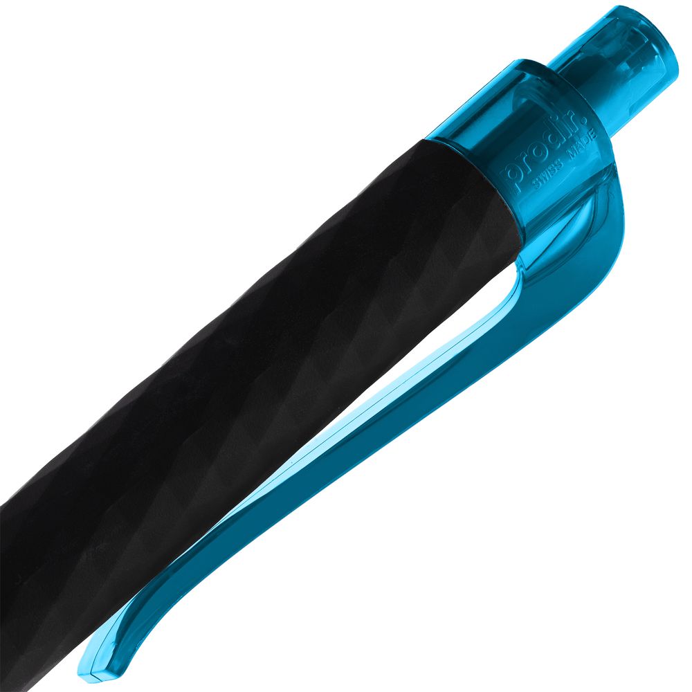 Ручка шариковая Prodir QS01 PRT-T Soft Touch, черная с голубым