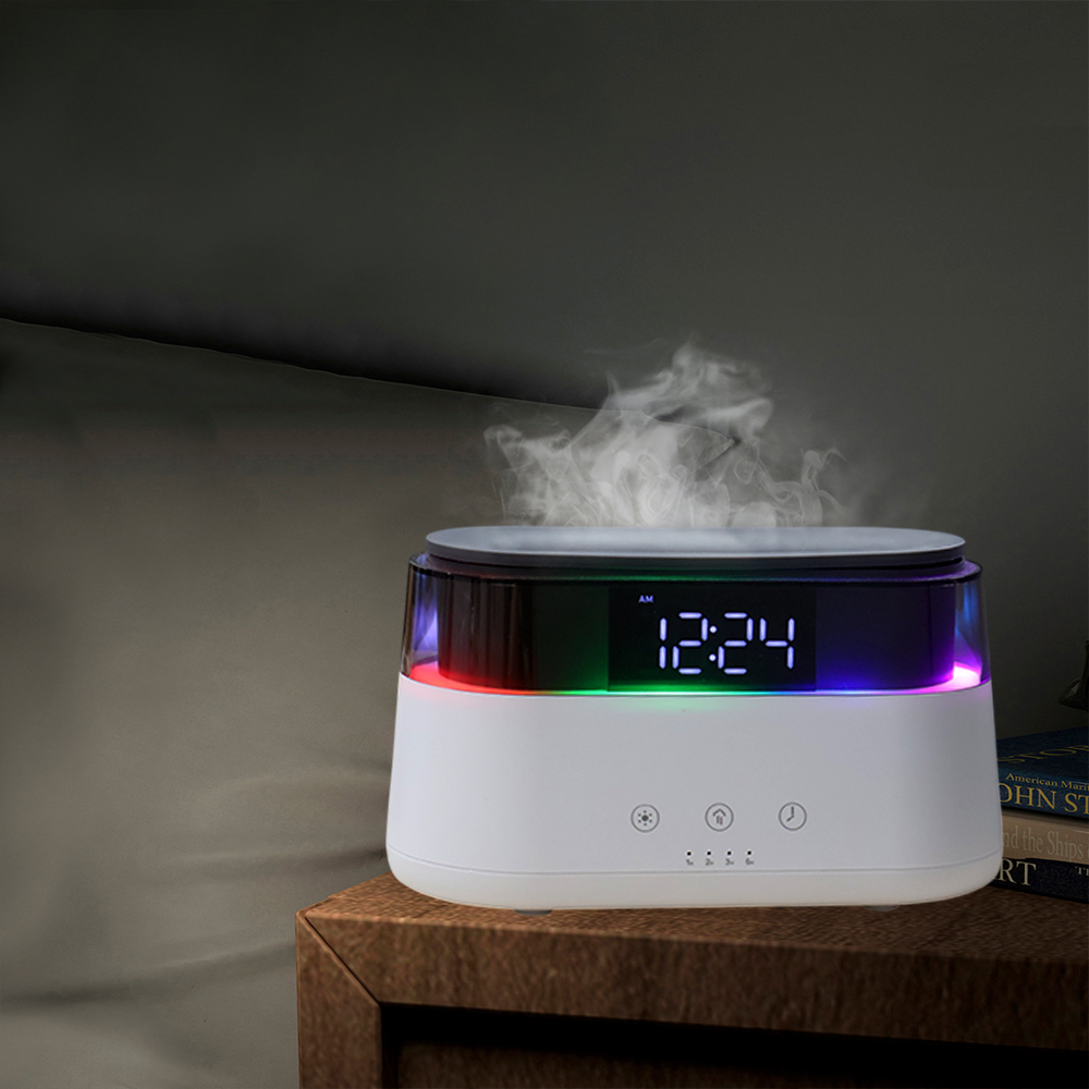 Светодиодный USB увлажнитель-ароматизатор Brava с часами с RGB подсветкой