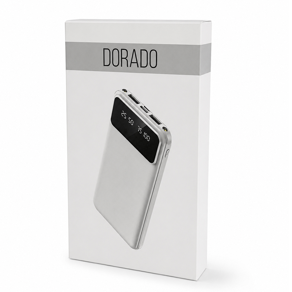 Внешний аккумулятор Dorado 10 000 mAh с фонариком, белый