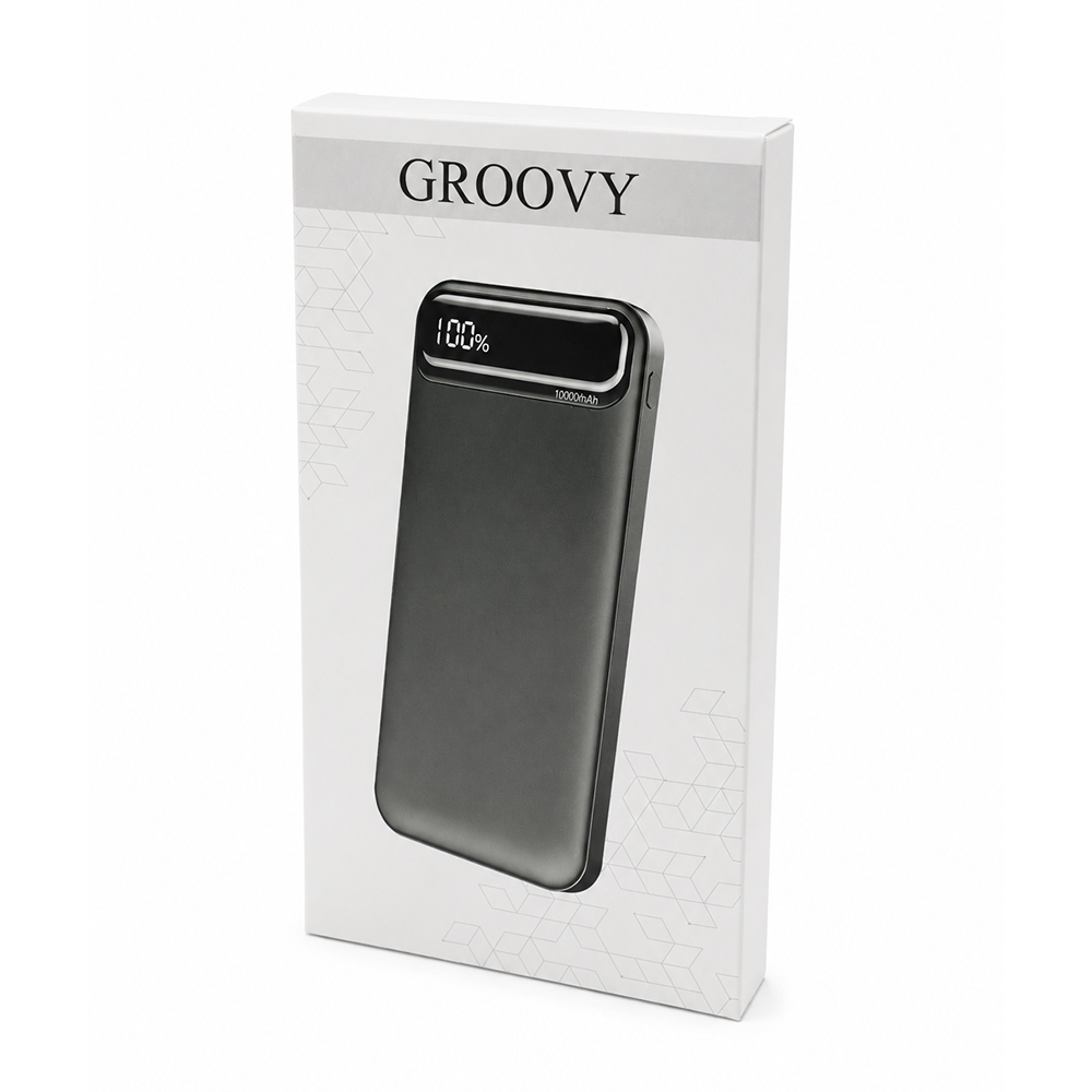 Внешний аккумулятор Groovy 10000 Mah с быстрой зарядкой, черный