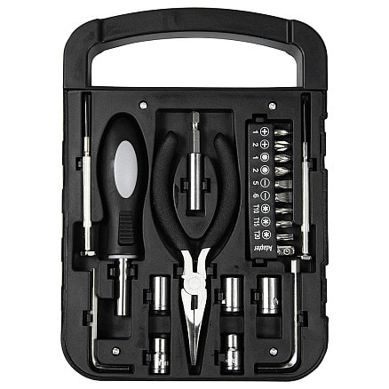 Набор инструментов Tools Unitrade, 22 инструмента, черный, в пластиковом футляре