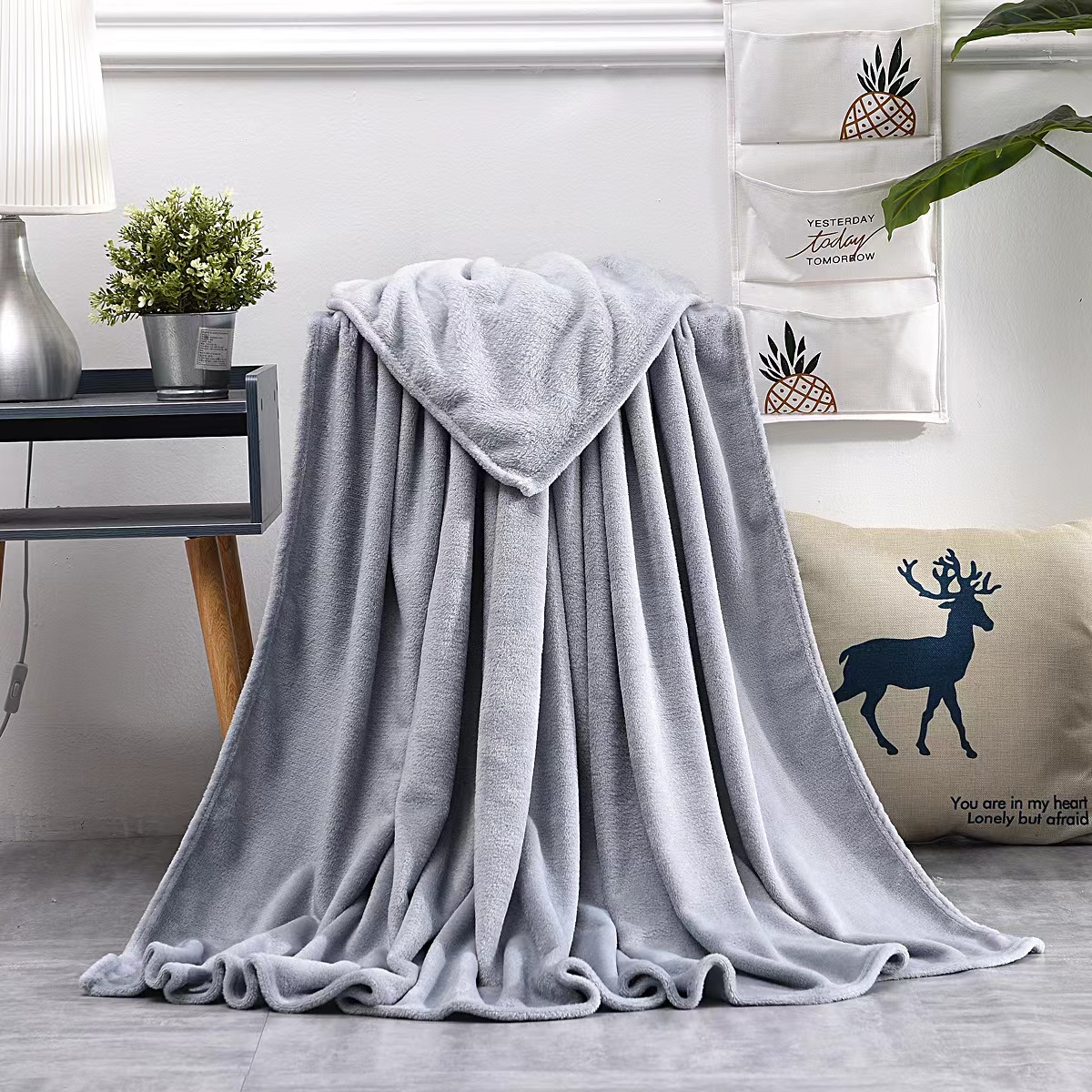 Плед флисовый SUPER SOFT COMFORT TRAVEL, серый