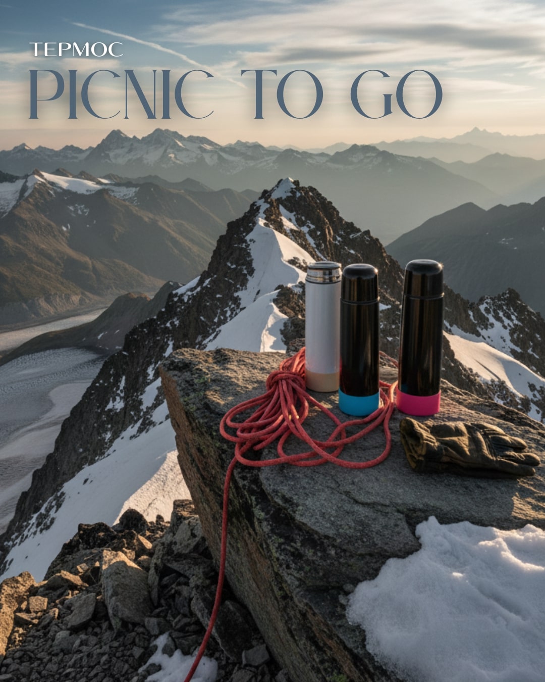 Термос Picnic Bright To Go, чёрный/голубой