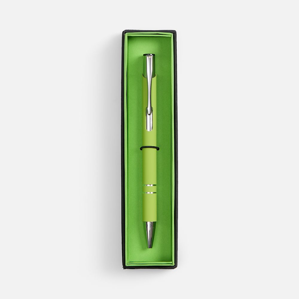 Ручка шариковая Keskus Soft Touch в футляре, зеленое яблоко