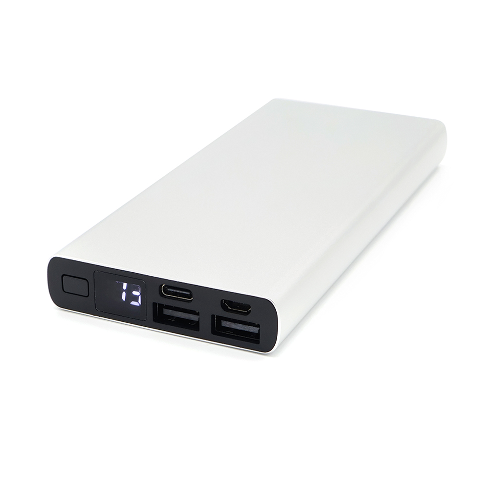 Внешний аккумулятор Höginn в металлическом корпусе, 10000mAh, серый.