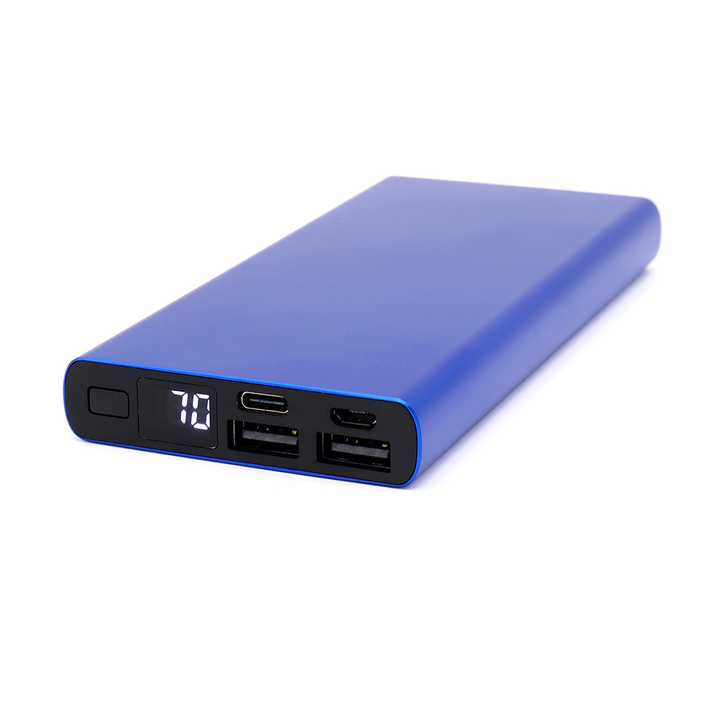 Внешний аккумулятор Höginn в металлическом корпусе, 10000mAh, синий.