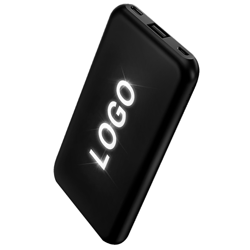 Внешний аккумулятор Kugo, 10000 mAh с подсветкой гравировки, черный
