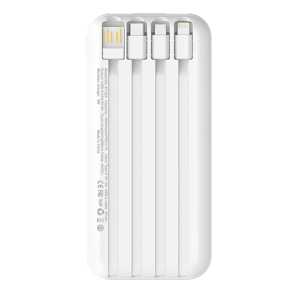 Внешний аккумулятор Authority с беспроводной зарядкой (5W), 10000 mAh, белый