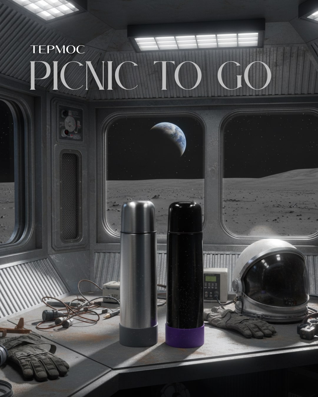 Термос Picnic Silver To Go, серебристый/серый