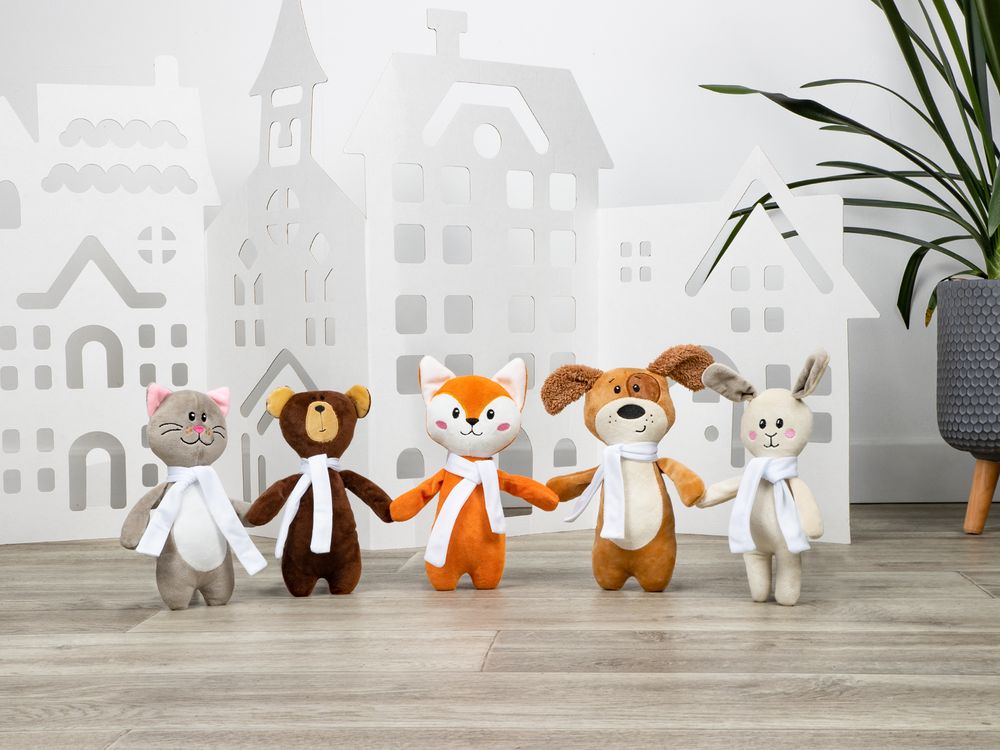 Мягкая игрушка Beastie Toys, заяц с белым шарфом