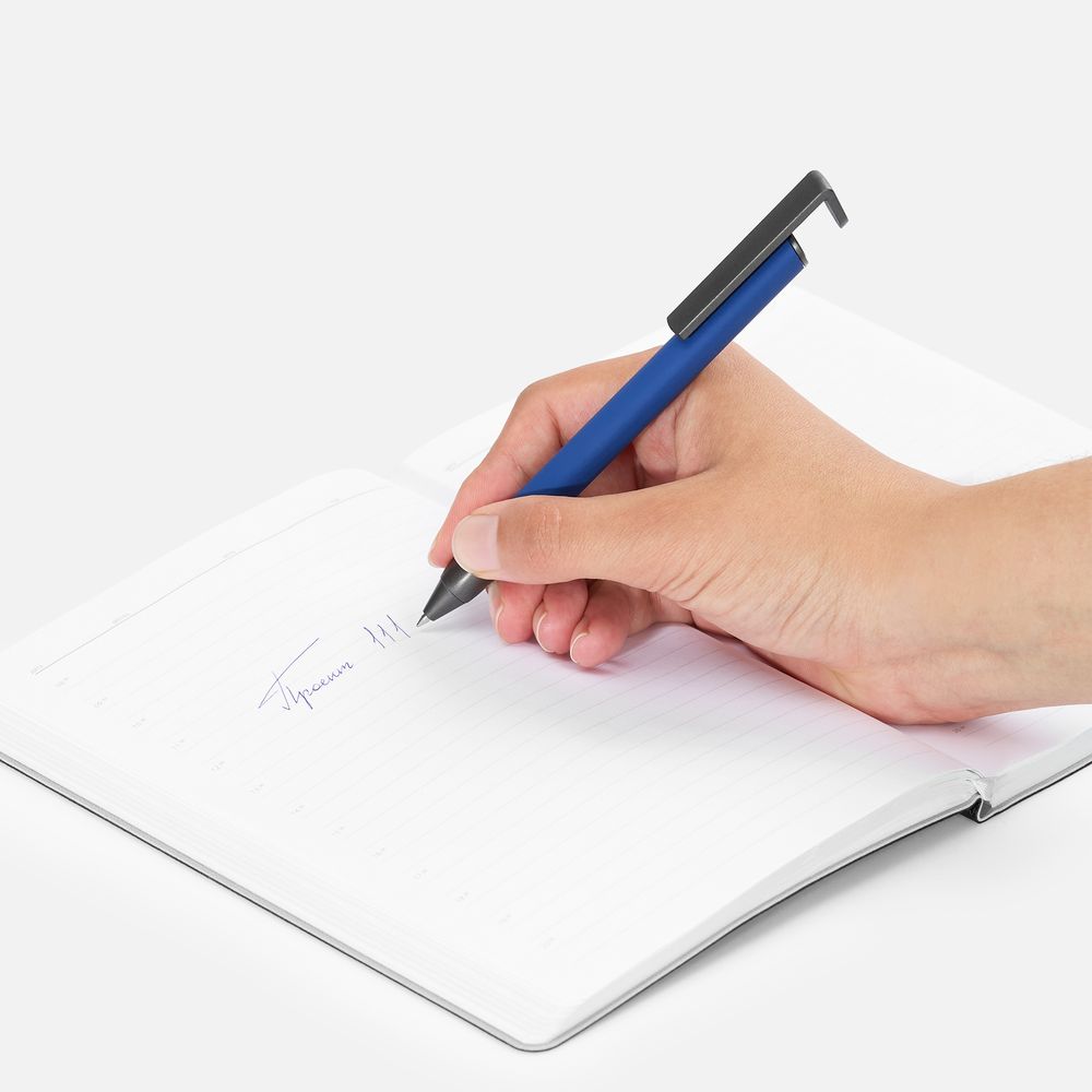Ручка шариковая Standic Soft Touch с подставкой для телефона, синяя