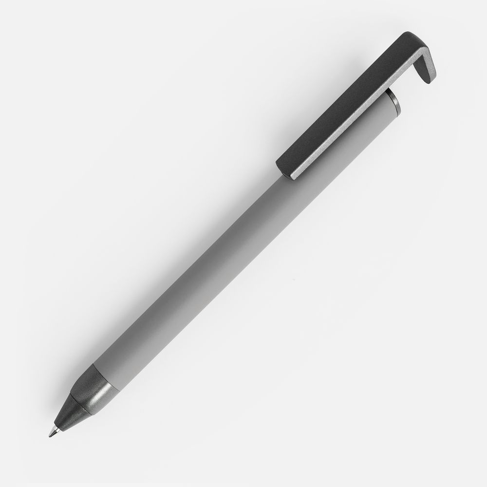 Ручка шариковая Standic Soft Touch с подставкой для телефона, серая