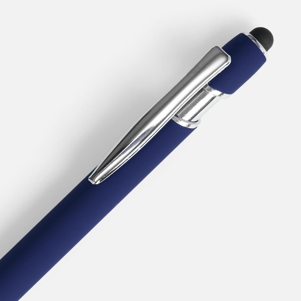 Ручка шариковая Pointer Soft Touch со стилусом, темно-синяя