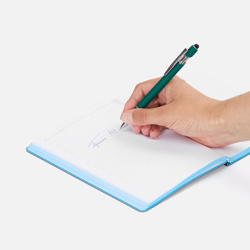 Ручка шариковая Pointer Soft Touch со стилусом, зеленая