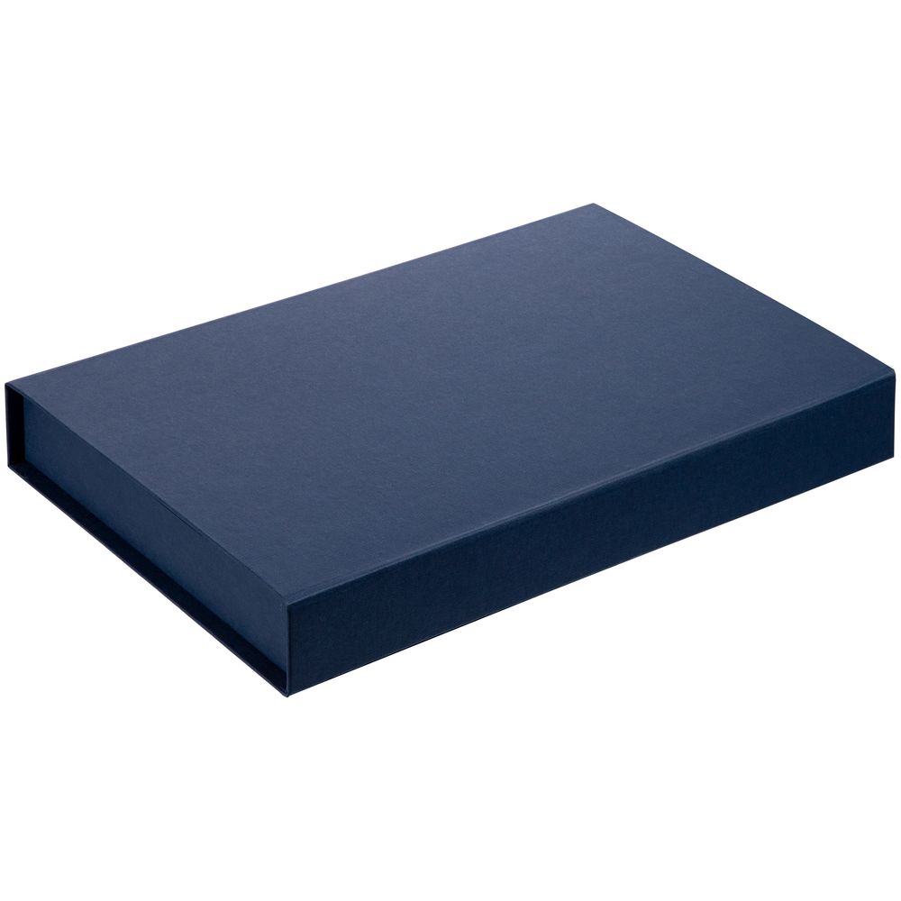 Коробка Silk с ложементом под ежедневник 15х21 см и ручку, ver.2, темно-синяя