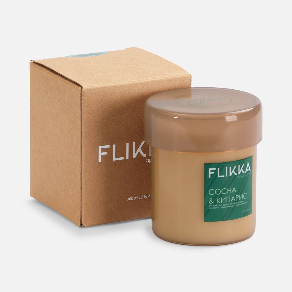 Ароматическая свеча Flikka, сосна и кипарис, бежевая