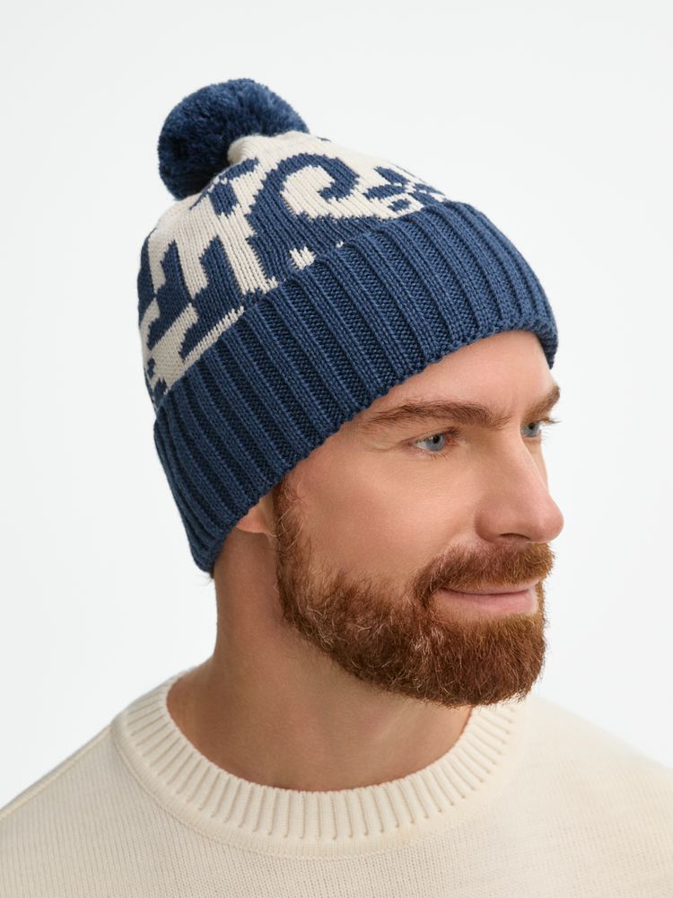 Шапка Wintertude, синяя с белым