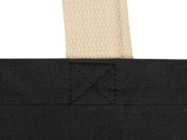 Сумка для шопинга Steady из хлопка с парусиновыми ручками, 260 г/м2, черный