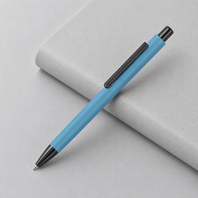 Металлическая шариковая ручка soft touch "Ellipse gum", голубой