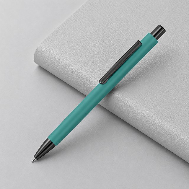 Металлическая шариковая ручка soft touch "Ellipse gum", бирюзовый