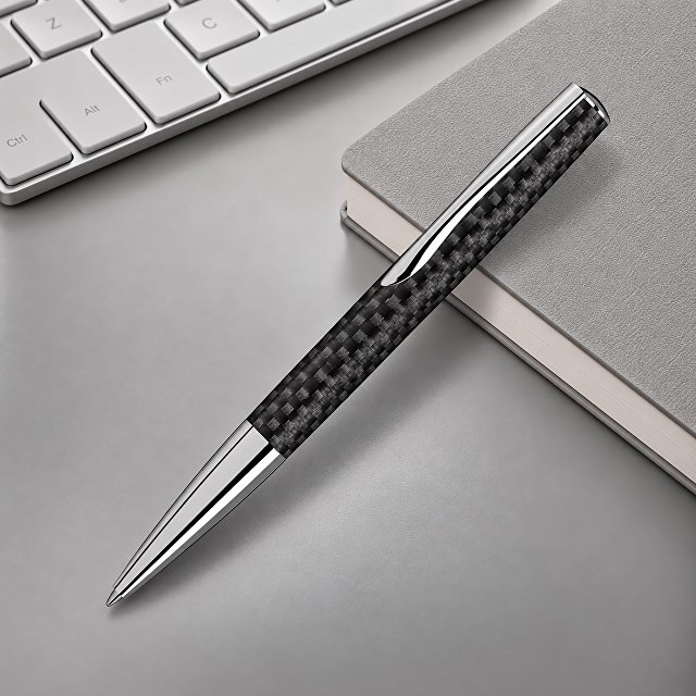 Ручка шариковая металлическая "Elegance" из карбонового волокна, черный/серебристый