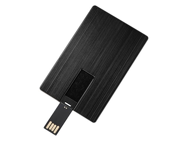 Флеш-карта USB 2.0 16 Gb в виде металлической карты "Card Metal", черный