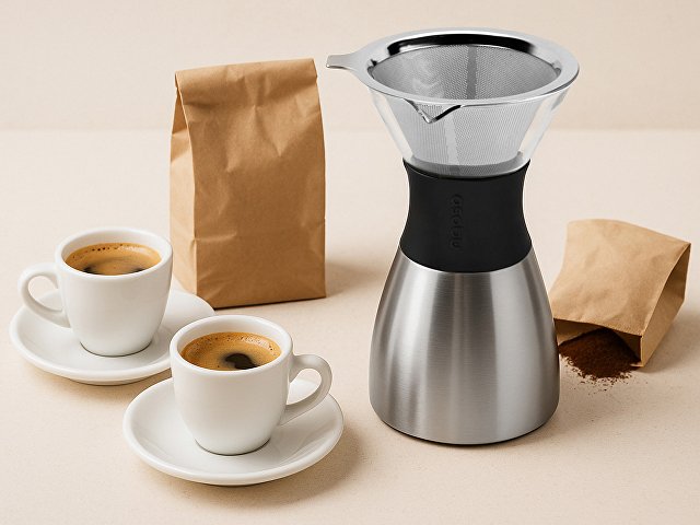 Кофеварка POUR OVER, 1000 мл, серебристый/черный