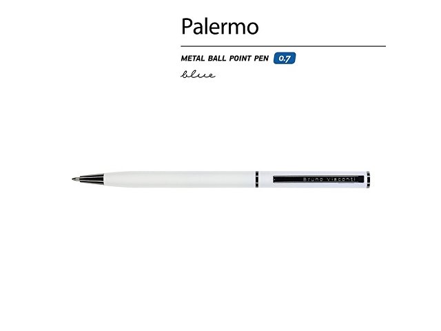 Ручка металлическая шариковая «Palermo», софт-тач, 0.7 мм, белая