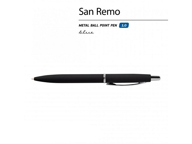 Ручка металлическая шариковая «San Remo», софт тач, 1.0 мм, черная