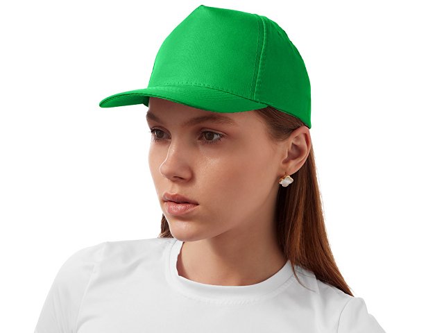 Бейсболка "Poly" 5-ти панельная 120 гр, зеленый