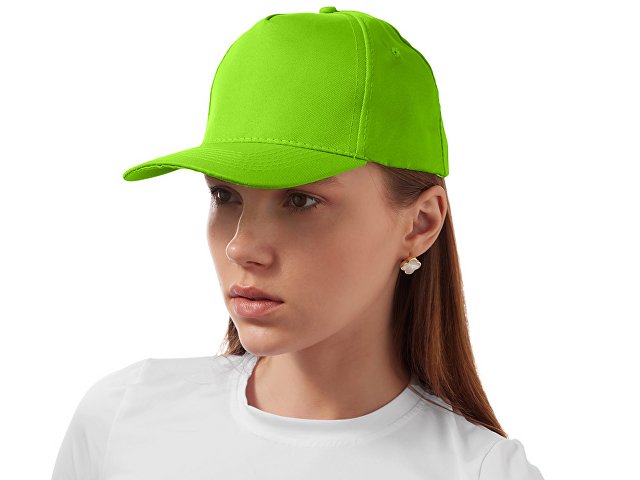 Бейсболка "Poly" 5-ти панельная 120 гр, зеленое яблоко