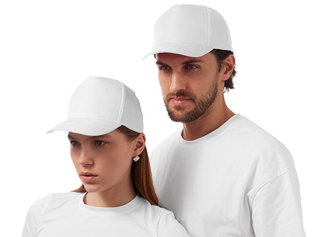 Бейсболка "Poly" 5-ти панельная 120 гр, белый