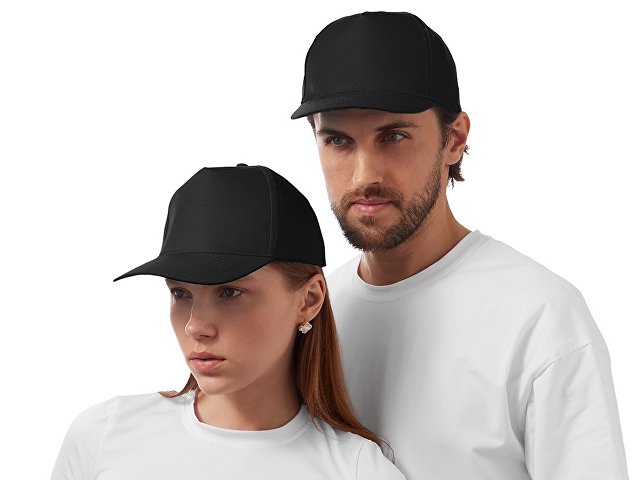 Бейсболка "Poly" 5-ти панельная 120 гр, черный