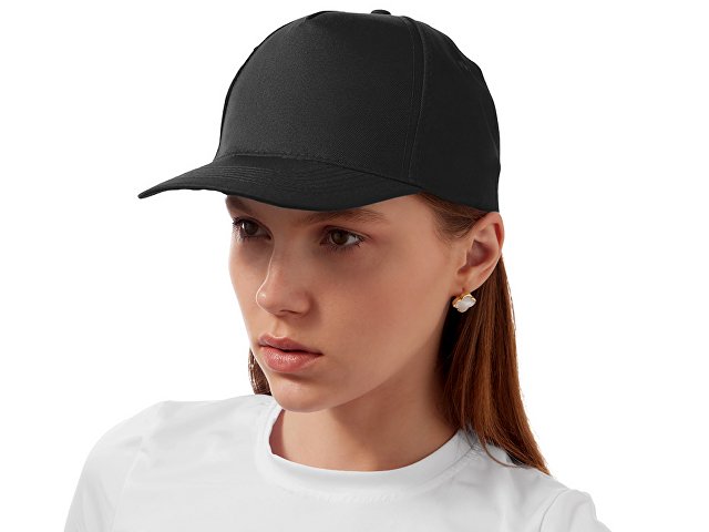 Бейсболка "Poly" 5-ти панельная 120 гр, черный
